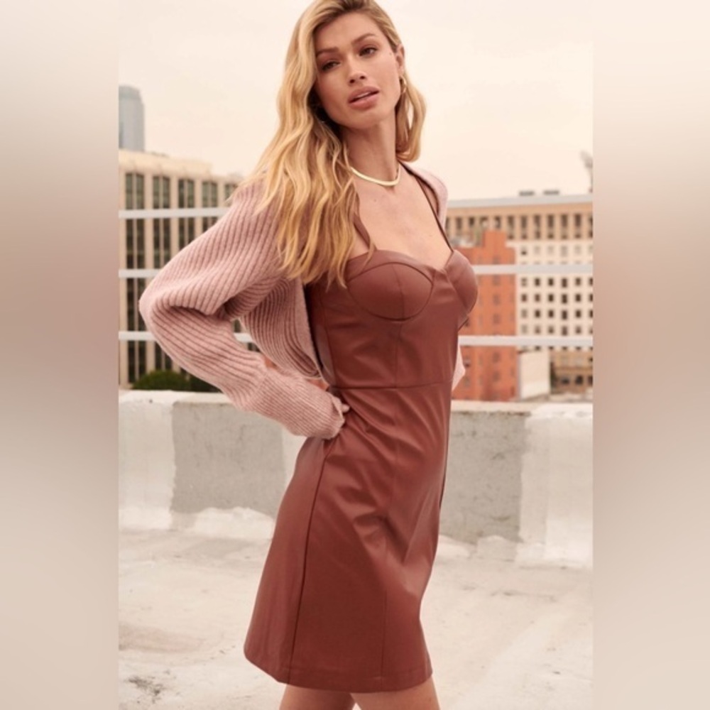 Promesa Brown Faux Leather Dress